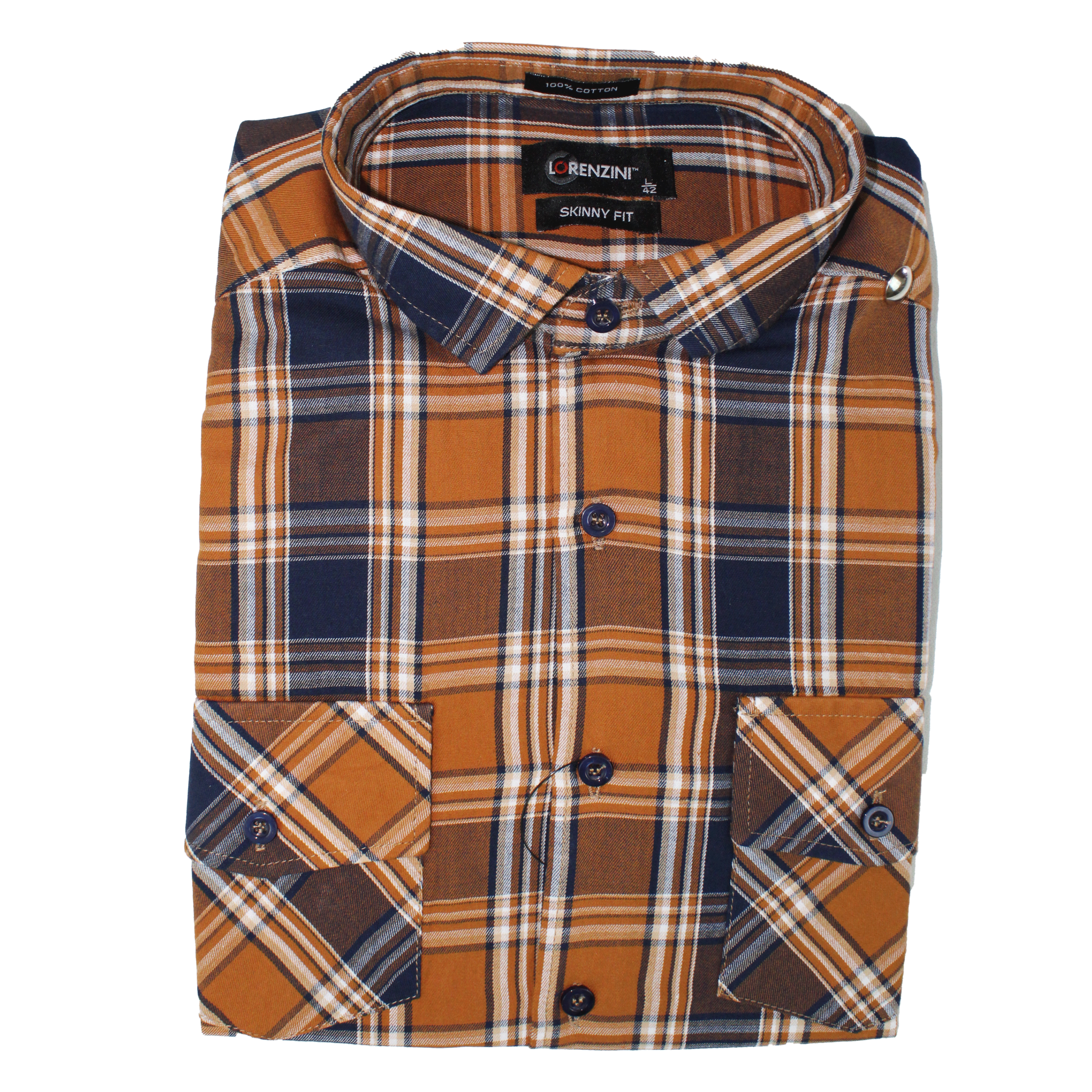 LORENZINI Brown Checkered L/S Shirt