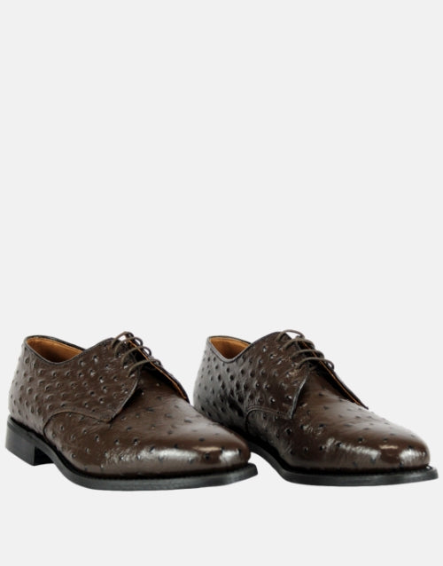 BISHOP Brown Leather Ostrich Shoe