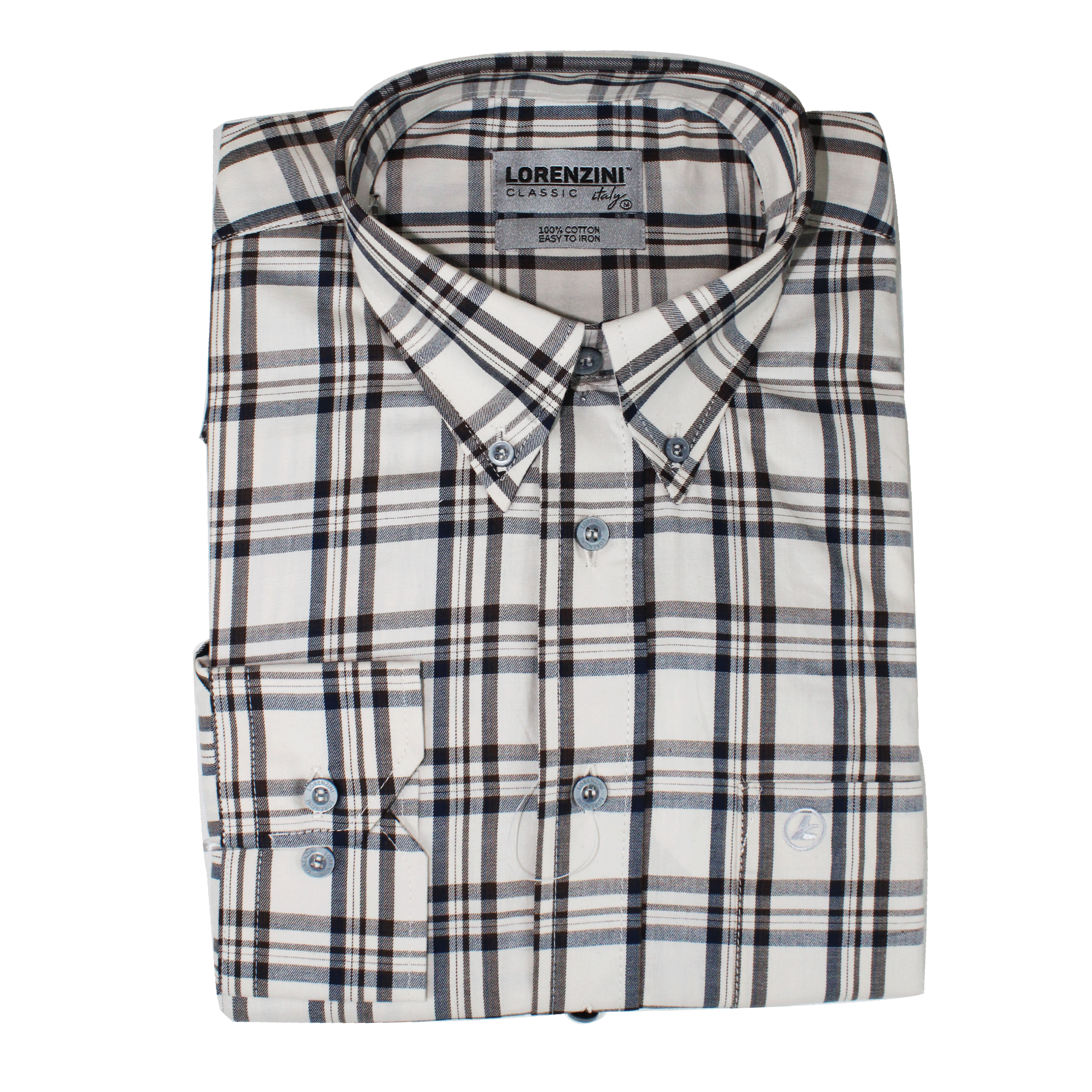 LORENZINI Cream Checkered L/S Shirt