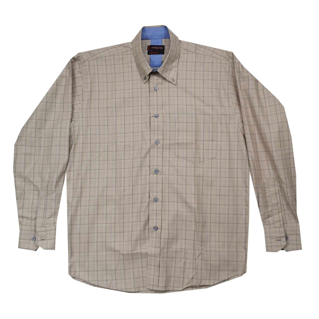 Aero LS Khaki Check Shirt