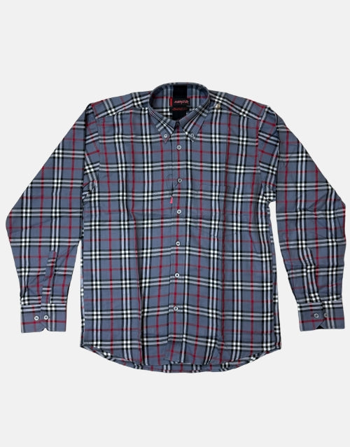 Aero LS Charcoal Burgundy Check Shirt