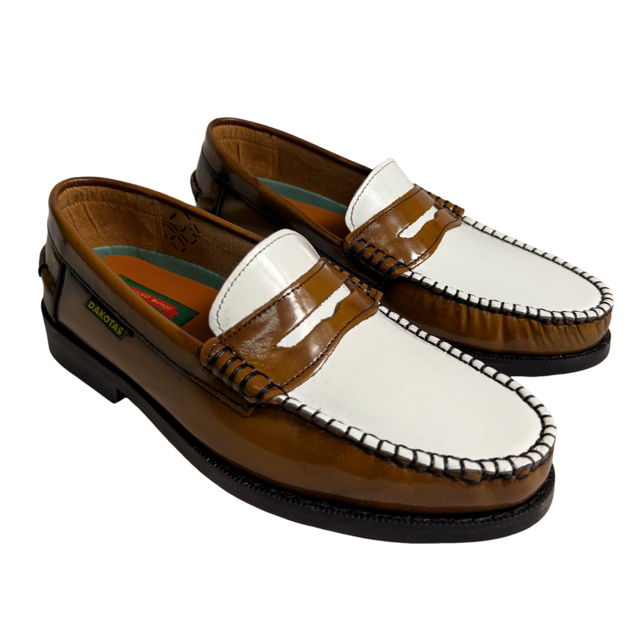 Dakota Leather Black & White Moccasin Shoe
