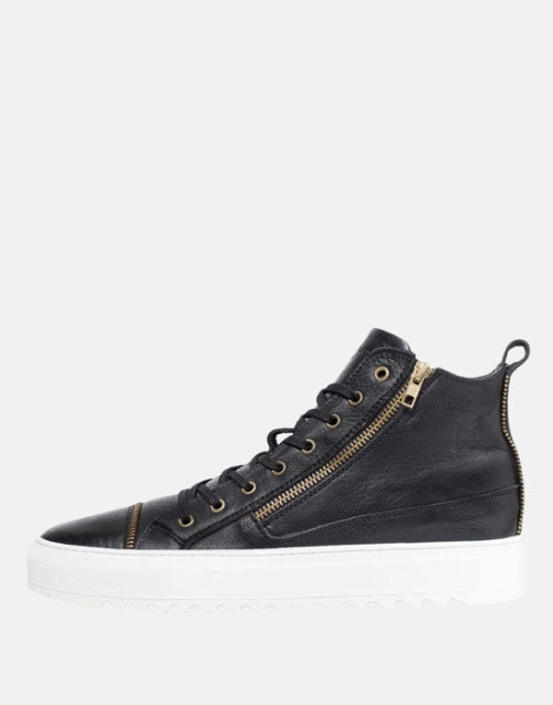MMS Leather Black Boot 1/4 Zip Italian Sneaker