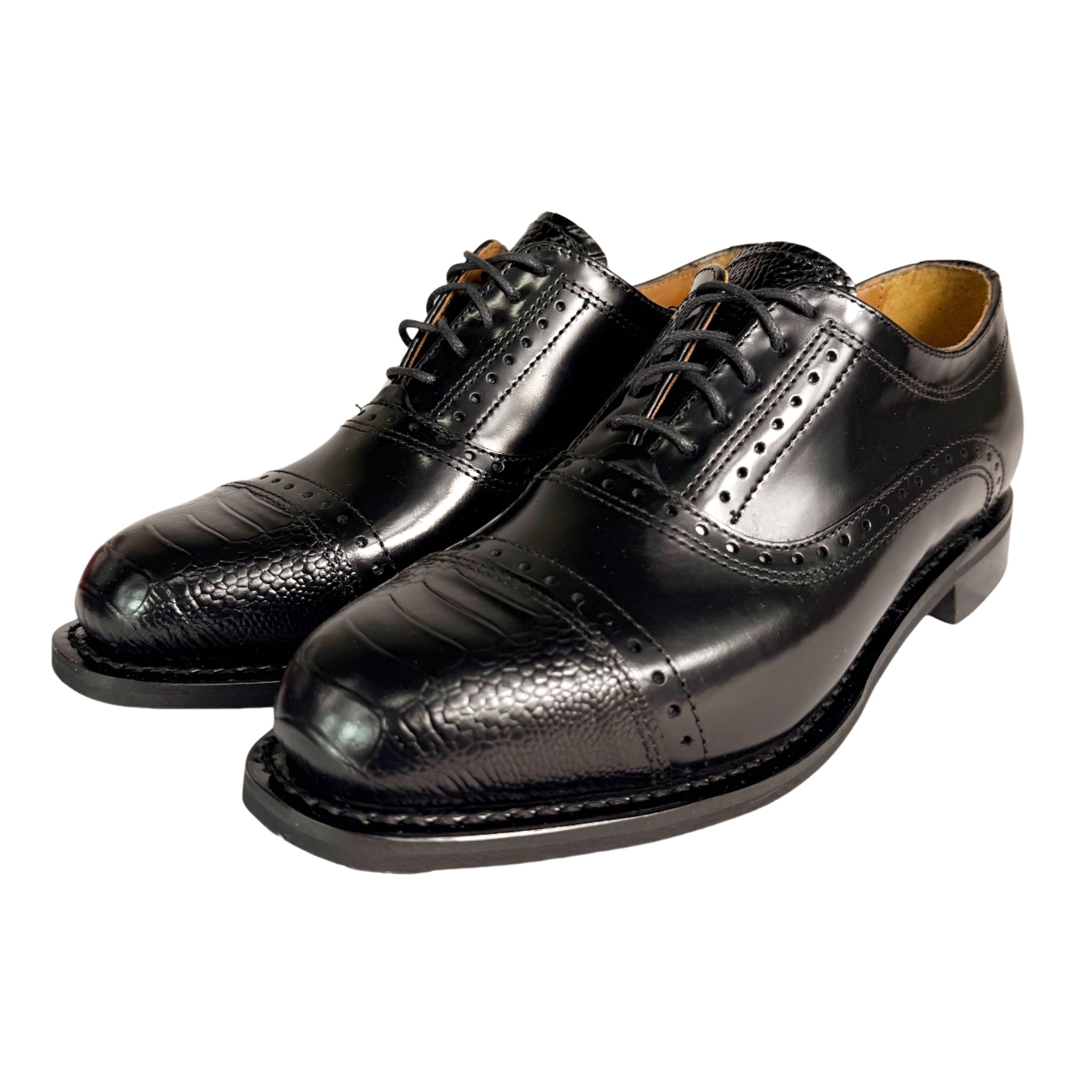 BISHOP Black Oxford Semi Brogue Leather Shoe