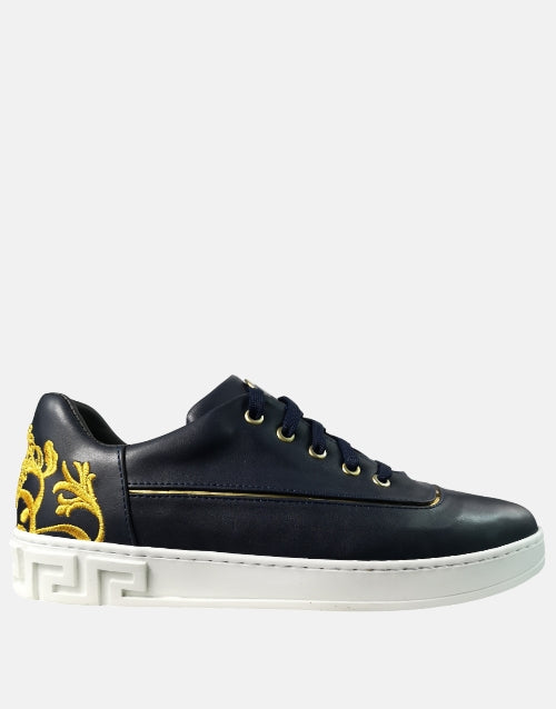 Gian Luca Leather Versac Navy Sneaker