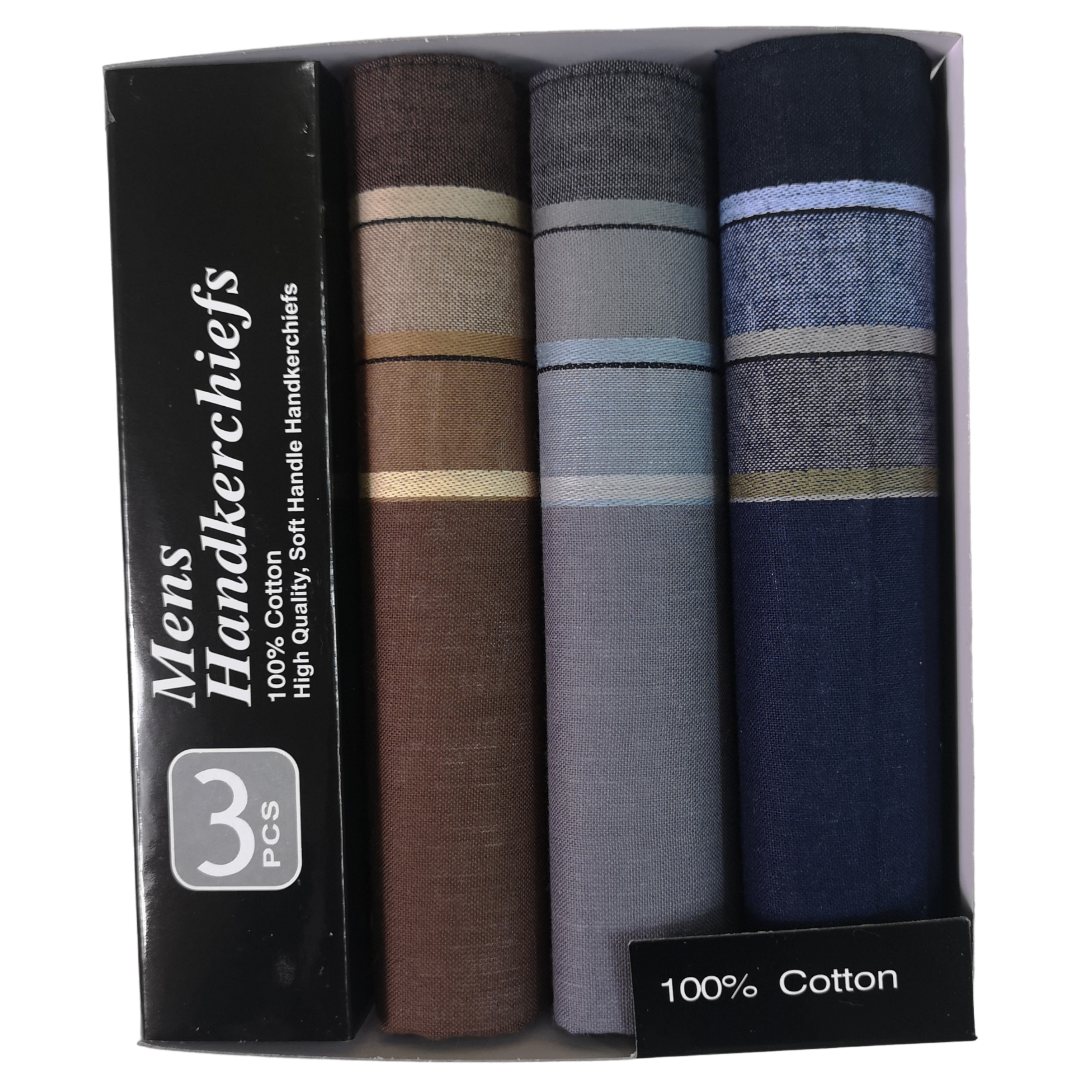 Mens Handkerchiefs Hankys 3Pack Assorted Colors