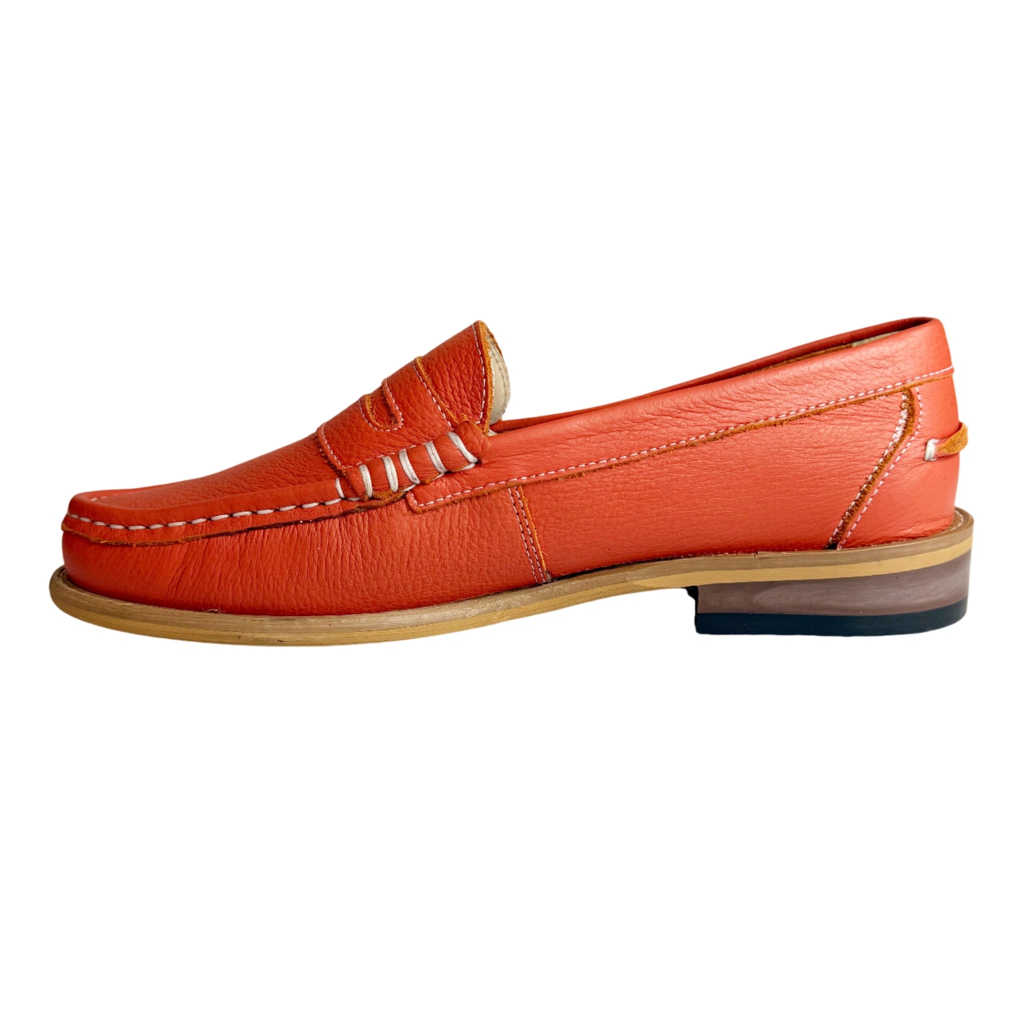 John Drake Leather Rust Orange Penny Moccasin