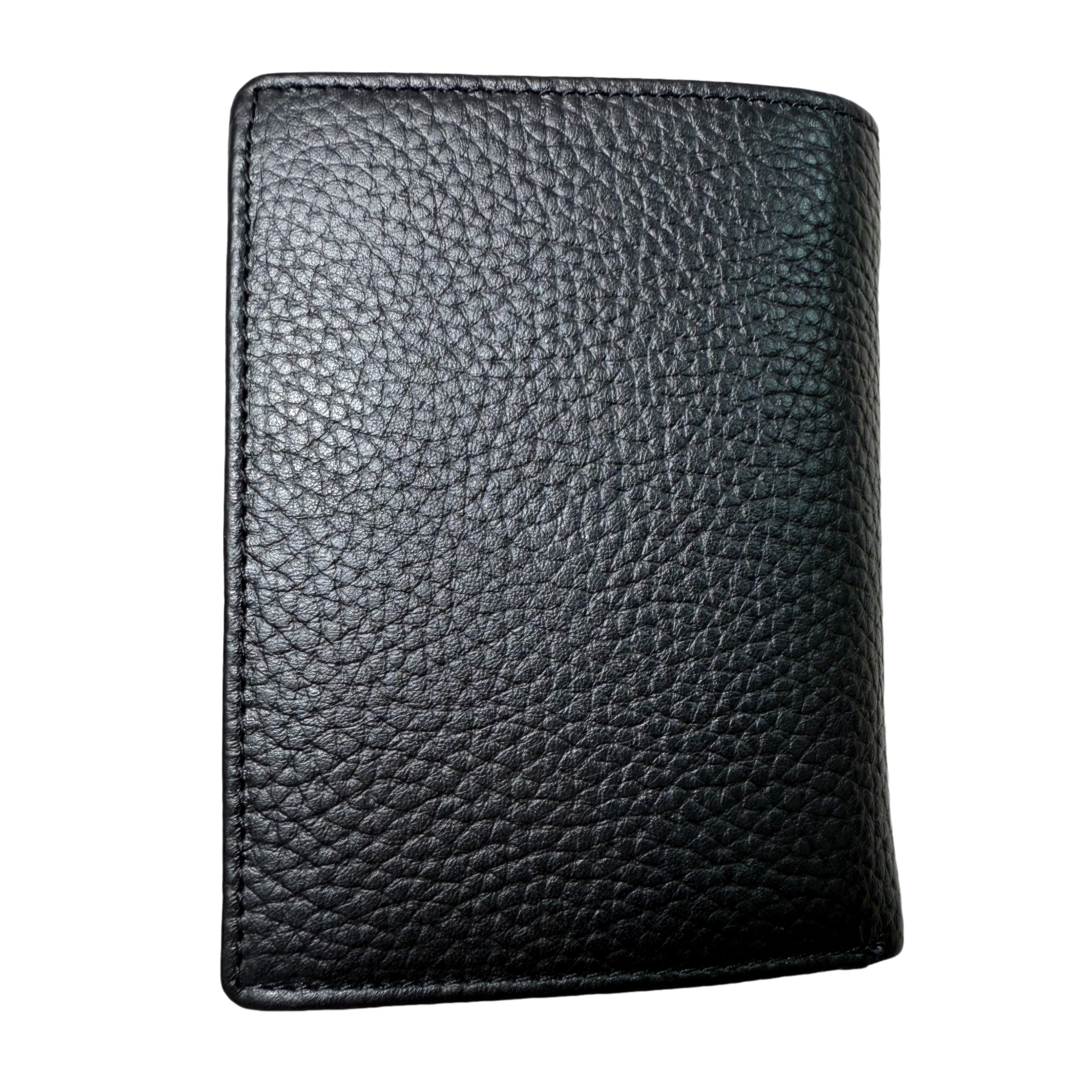 Busby Genuine Leather Black Coin With Flap Wallet