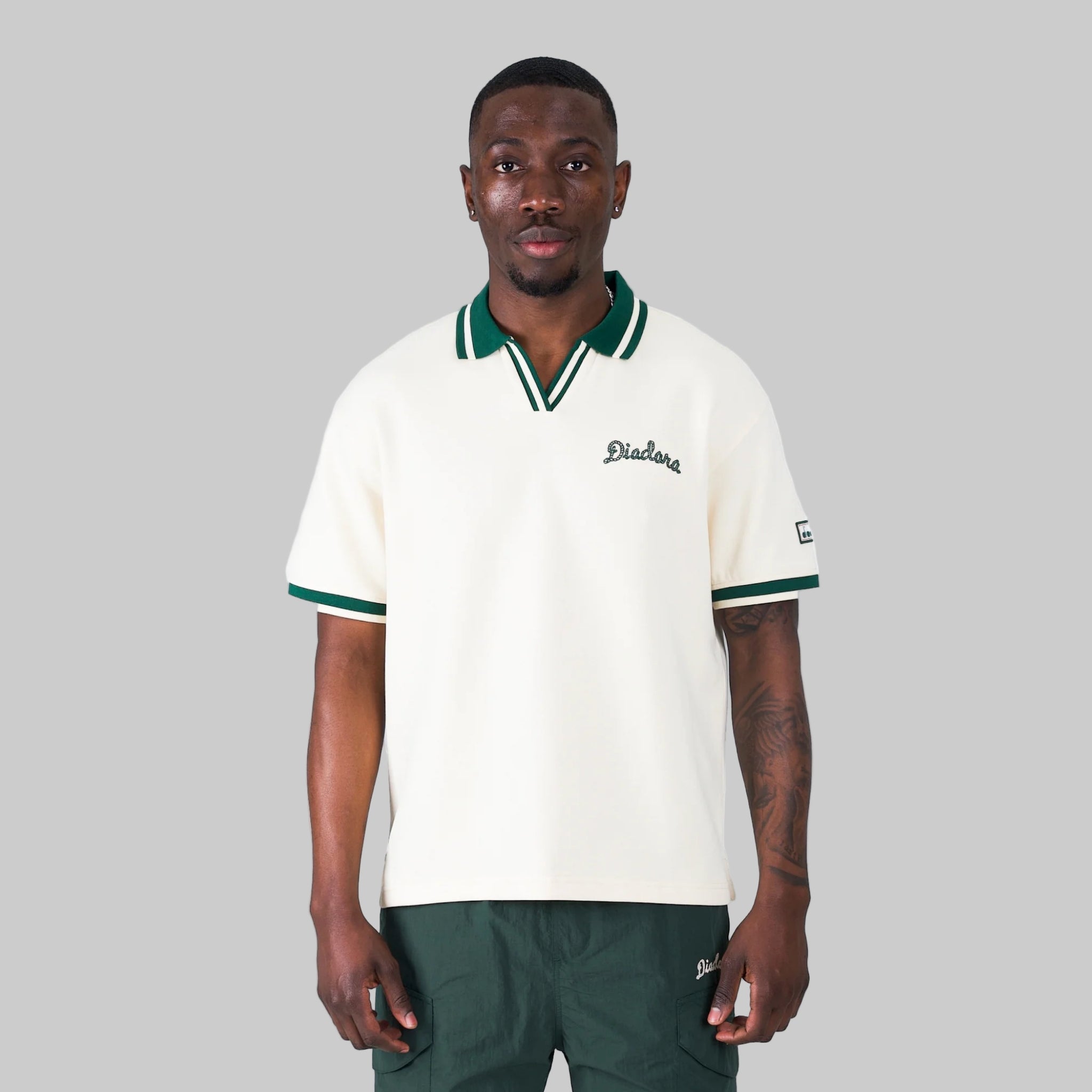 Diadora Ace White Green  Polo Shirt