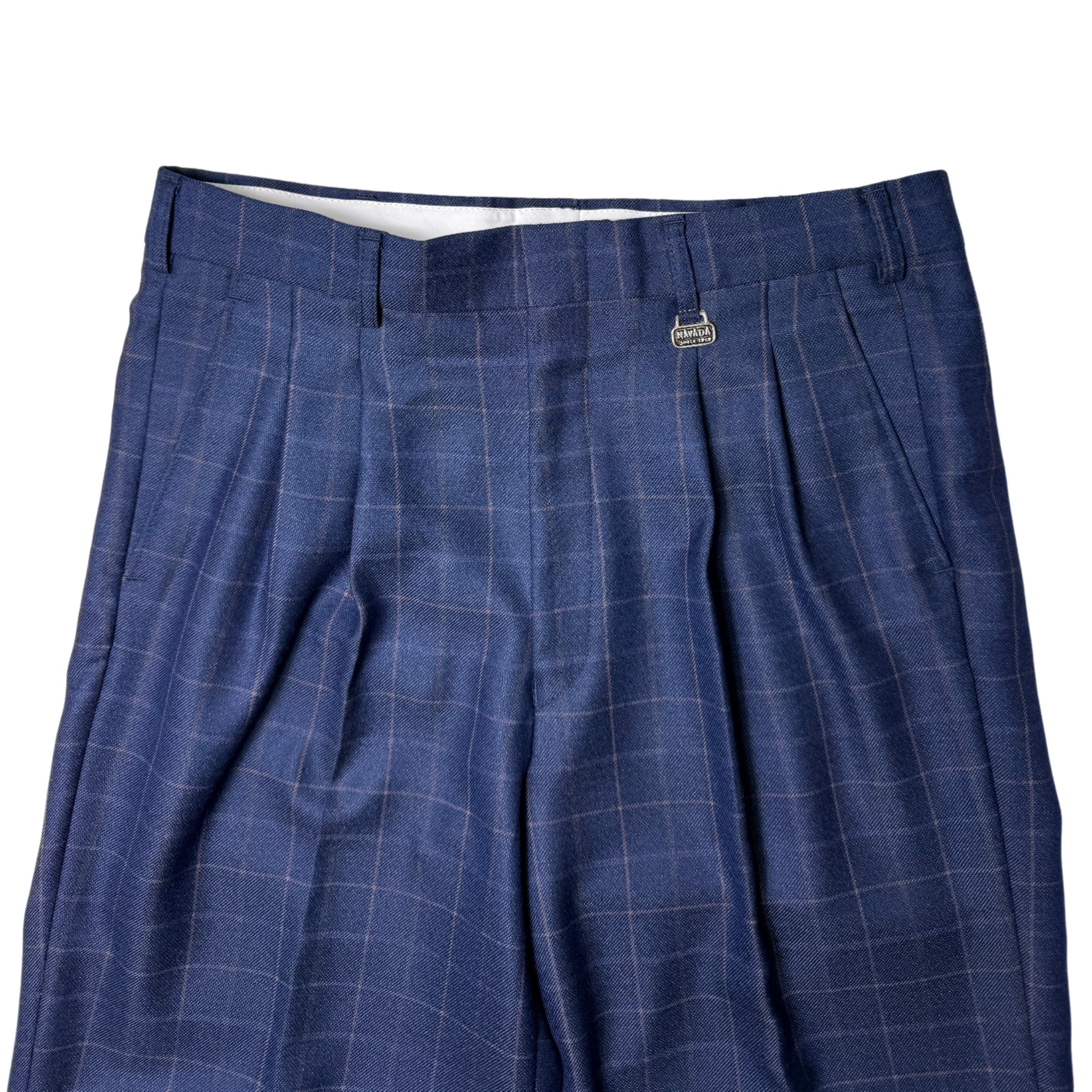 Navada Navy 2 Pleat Check Trouser