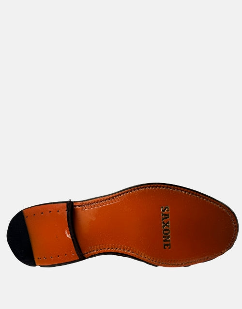 SAXONE Leather Tan Brown Croc Shoe