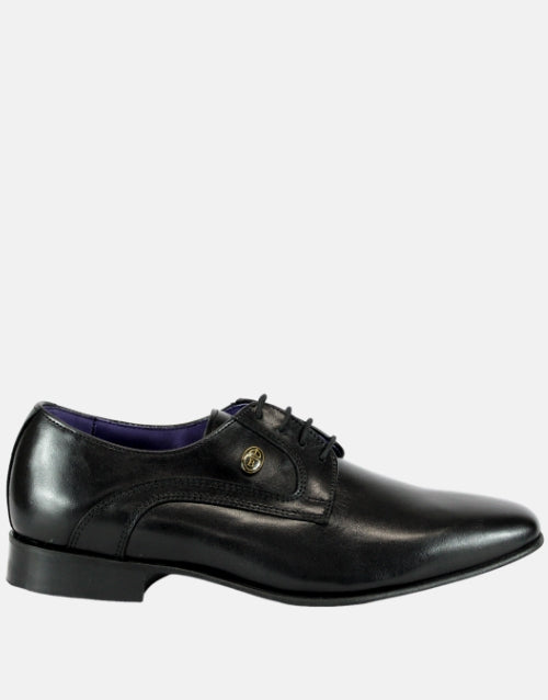 Bishop Leather Black Plain Derby Shoe