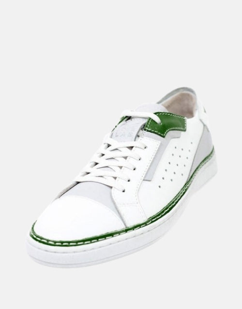 MMS LEATHER GREEN WHITE Italian Racer SNEAKER