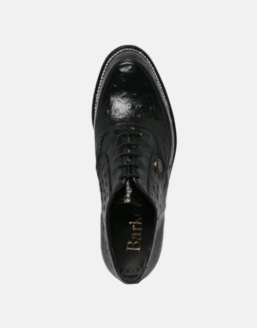 Barker Maxwell Black Ostrich Leather Shoe