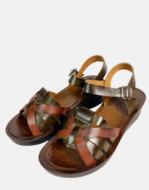 Ladies Carlo Bossi Platform Olive Sandals