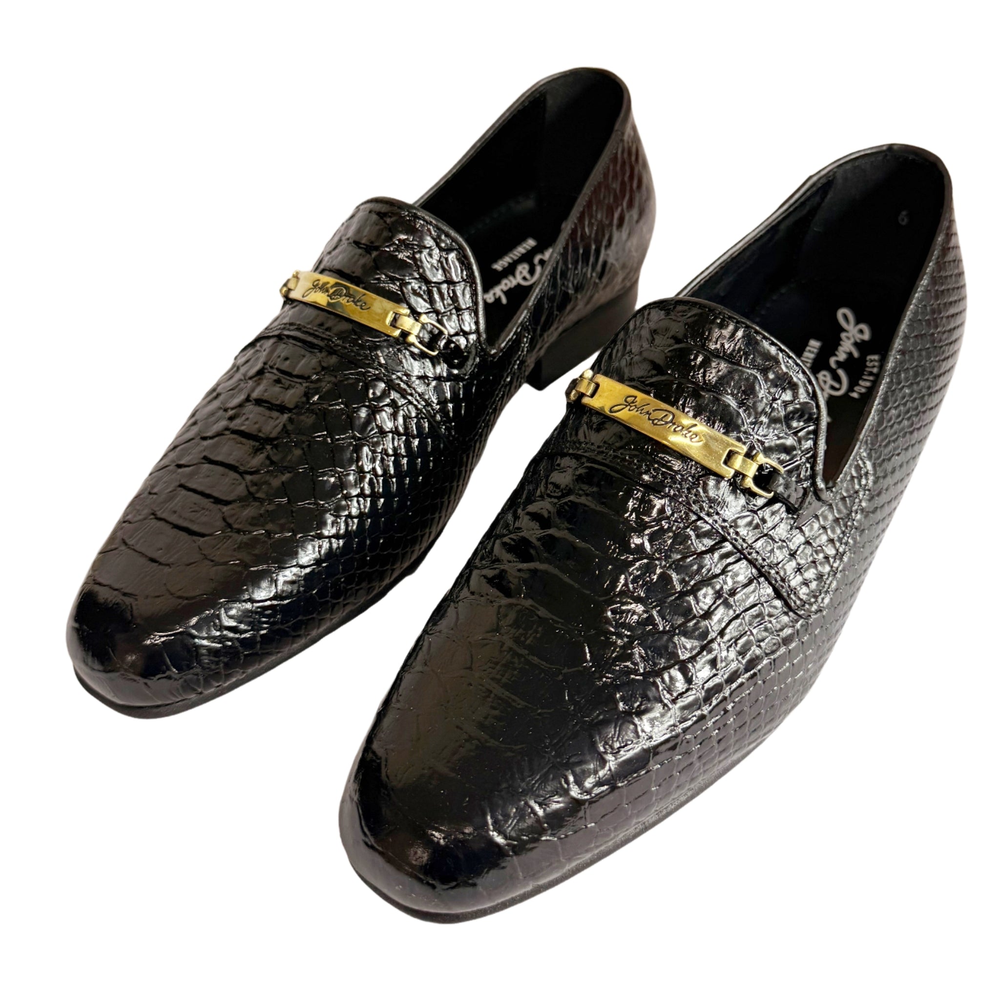 John Drake Black Leather  Moccasin