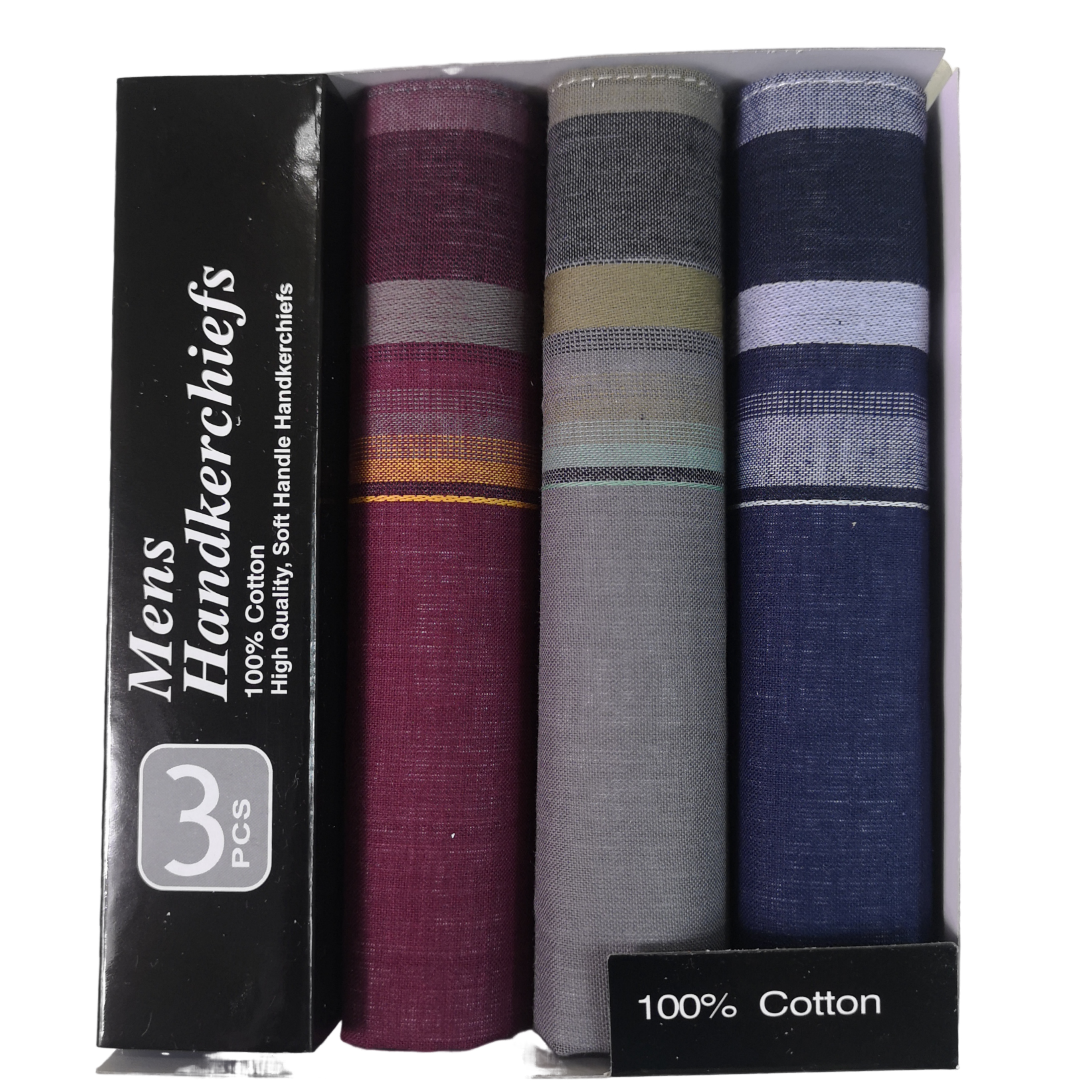 Mens Handkerchiefs Hankys 3Pack Assorted Colors