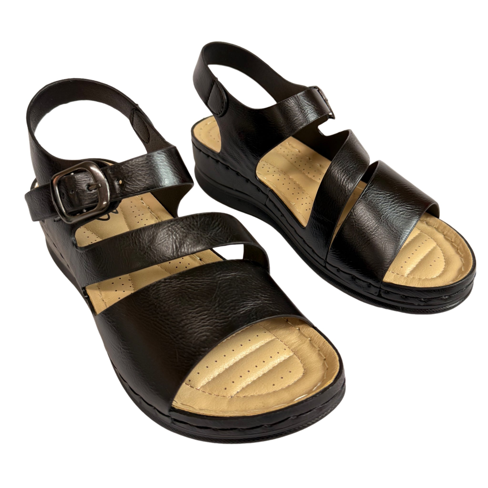 Ladies Carlo Bossi Platform Black Sandals