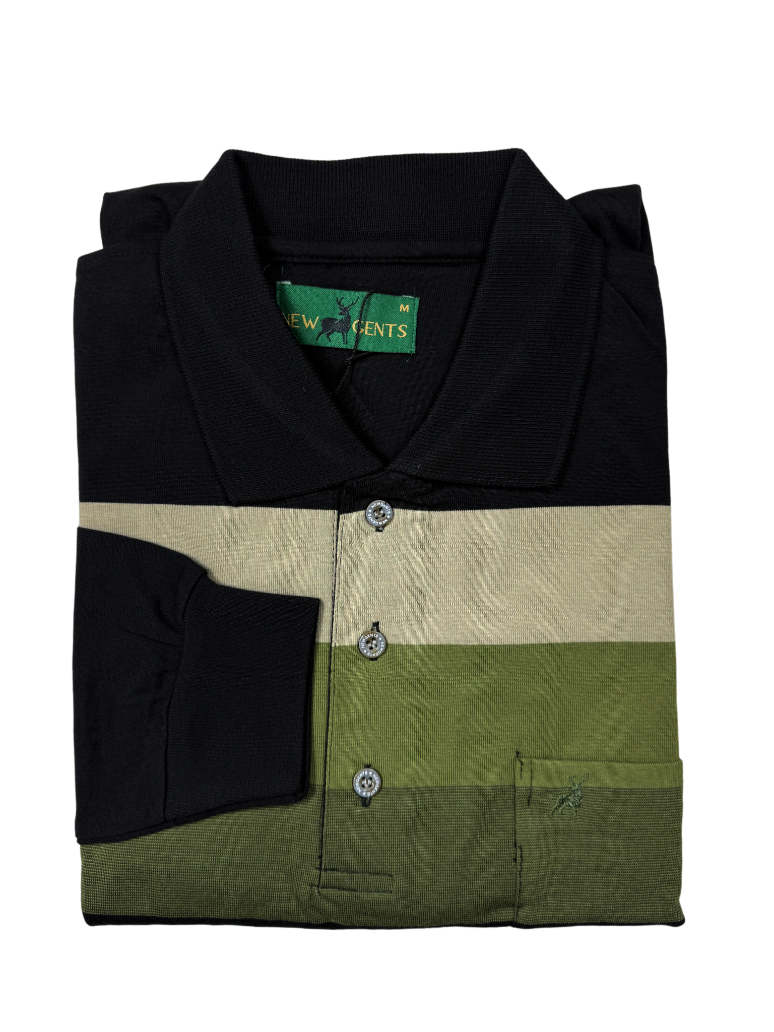 NEW GENTS Black Striped LS Golfer
