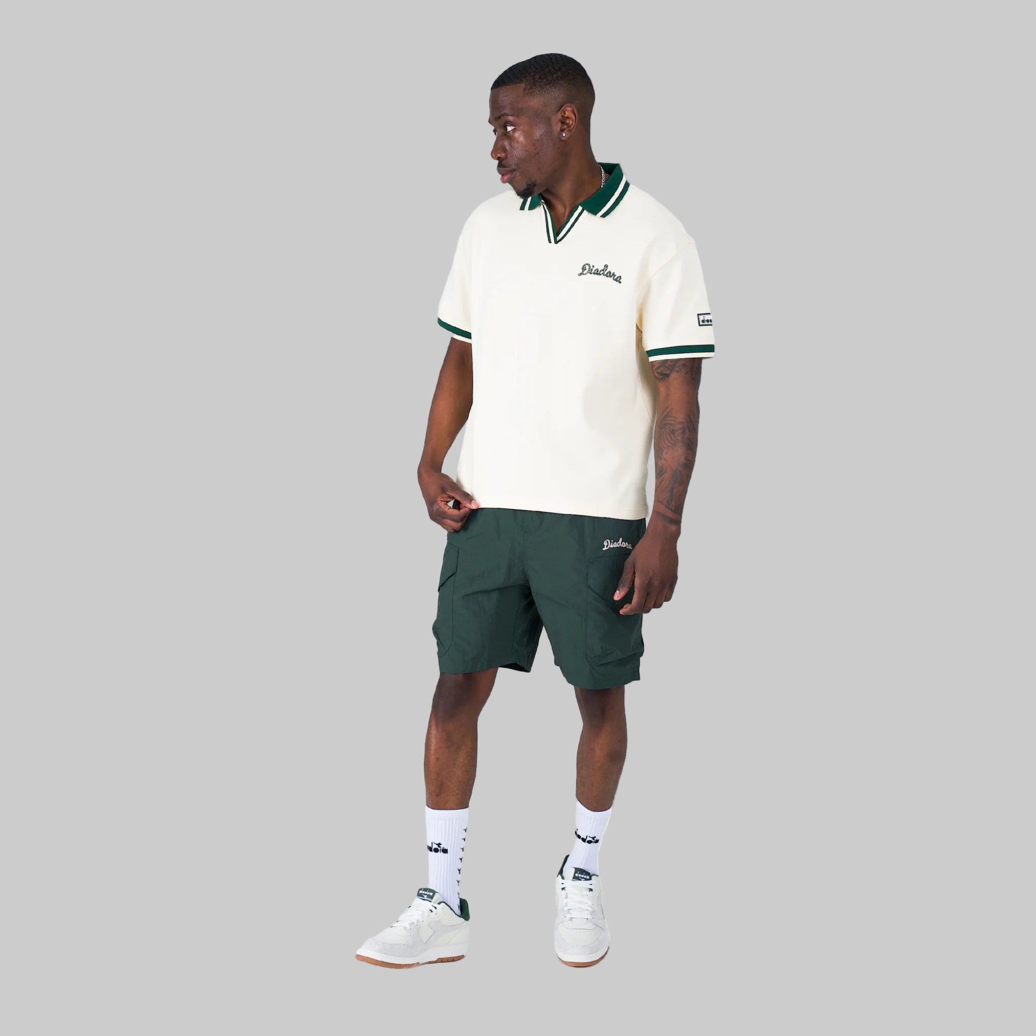 Diadora Ace White Green  Polo Shirt