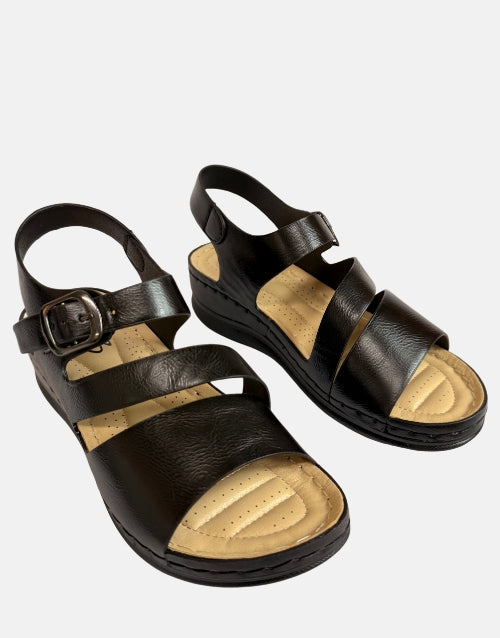 Ladies Carlo Bossi Platform Black Sandals