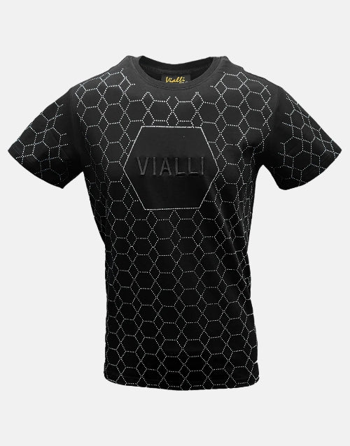 Vialli Escada Black Silver Italian T Shirt