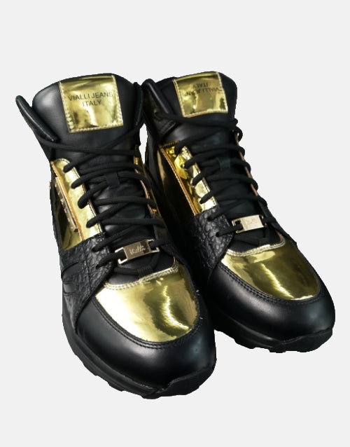 Vialli Matteo Black Gold Mid Sneaker