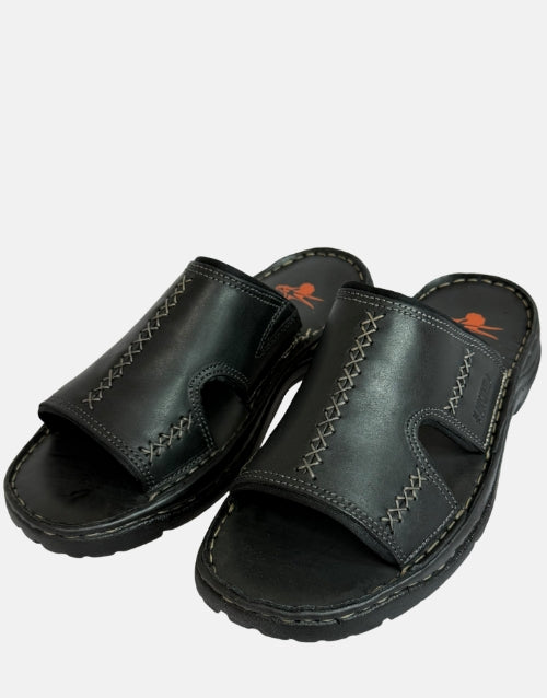 Bushveld Genuine Leather Black Slide Sandal