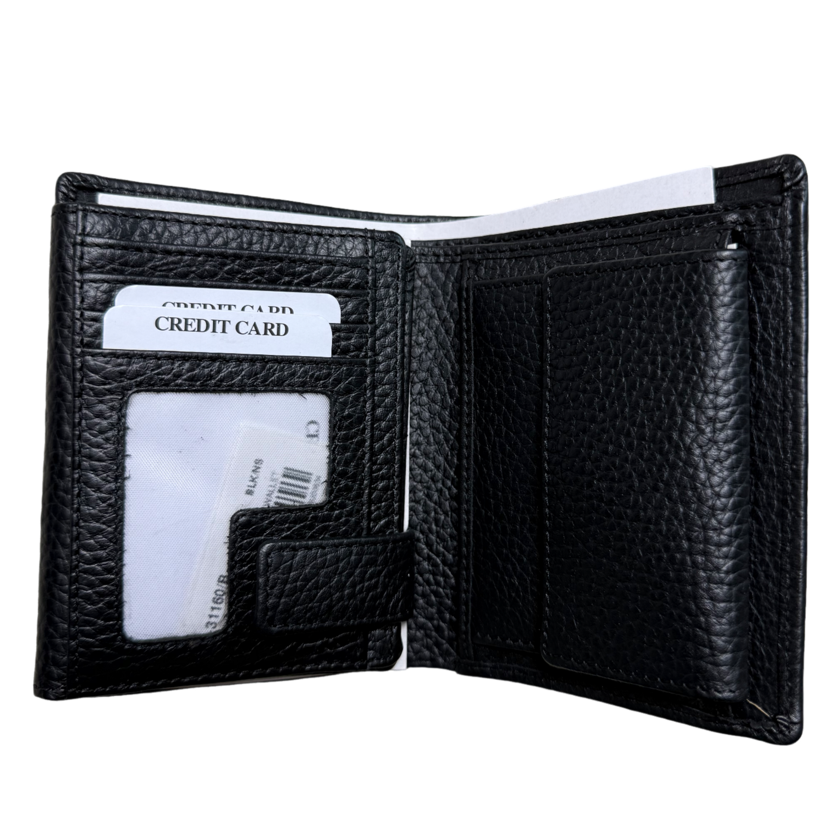 Busby Genuine Leather Black Coin With Flap Wallet