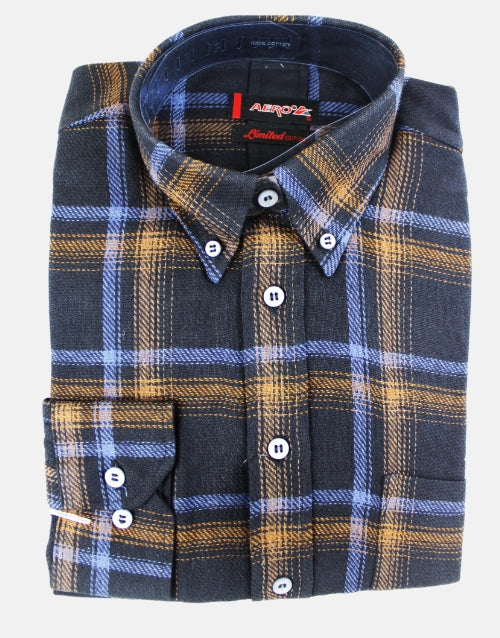 AERO Black L/S Check Shirt