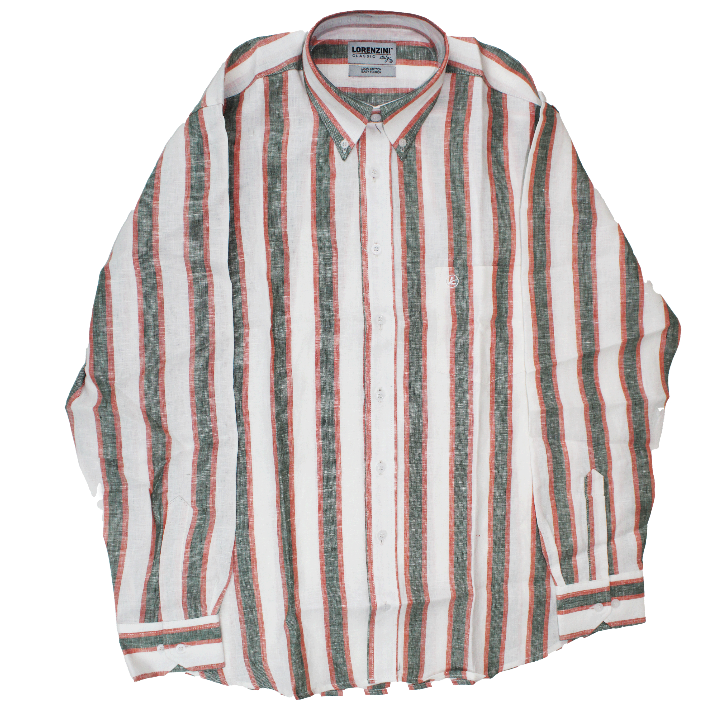 LORENZINI L/S Green/Orange White Shirt