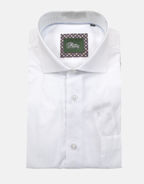Rossini Plain White Reg LS Shirt