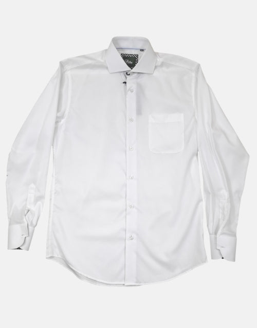 Rossini Plain White Reg LS Shirt