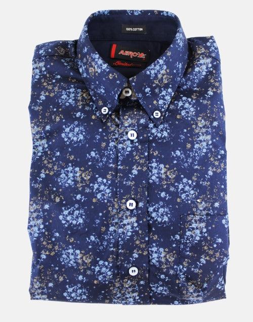 AERO Navy Patterned L/S Shirt