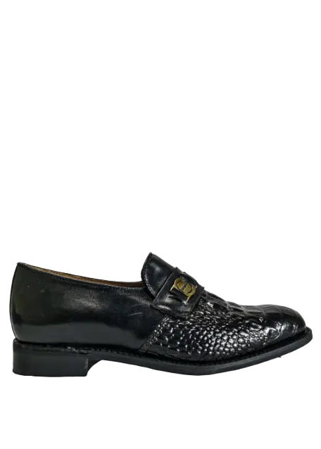 Bishop Leather Croc Black Mocassin