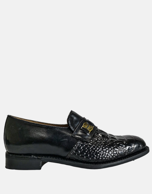 Bishop Leather Croc Black Mocassin