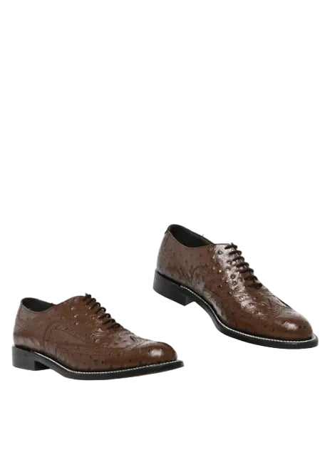 Barker Leather Brown Ostrich Shoe