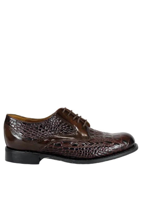 Bishop Leather Walnut Croc Shoe