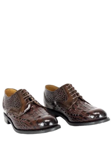 Bishop Leather Walnut Croc Shoe