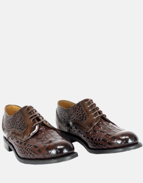 Bishop Leather Walnut Croc Shoe