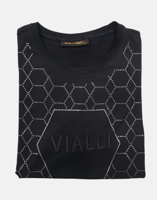 Vialli Escada Black Silver Italian T Shirt