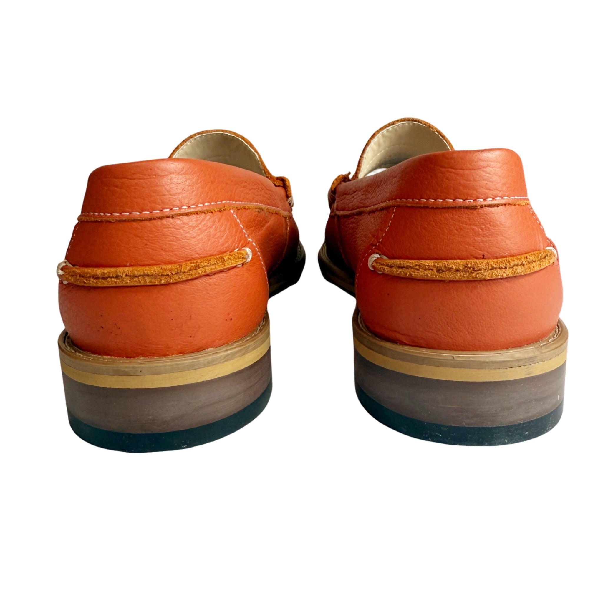 John Drake Leather Rust Orange Penny Moccasin