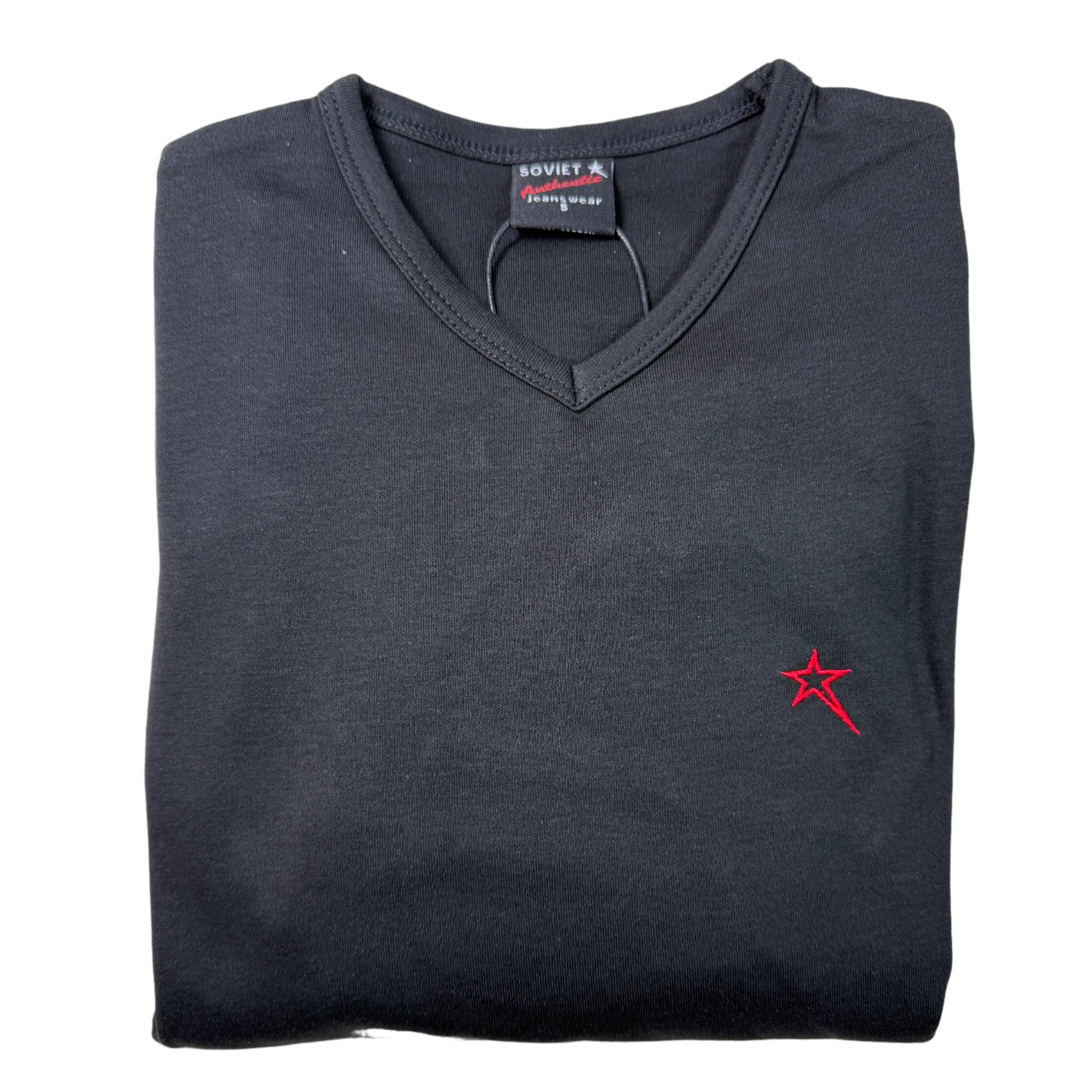 Soviet Long Sleeve Black V Neck