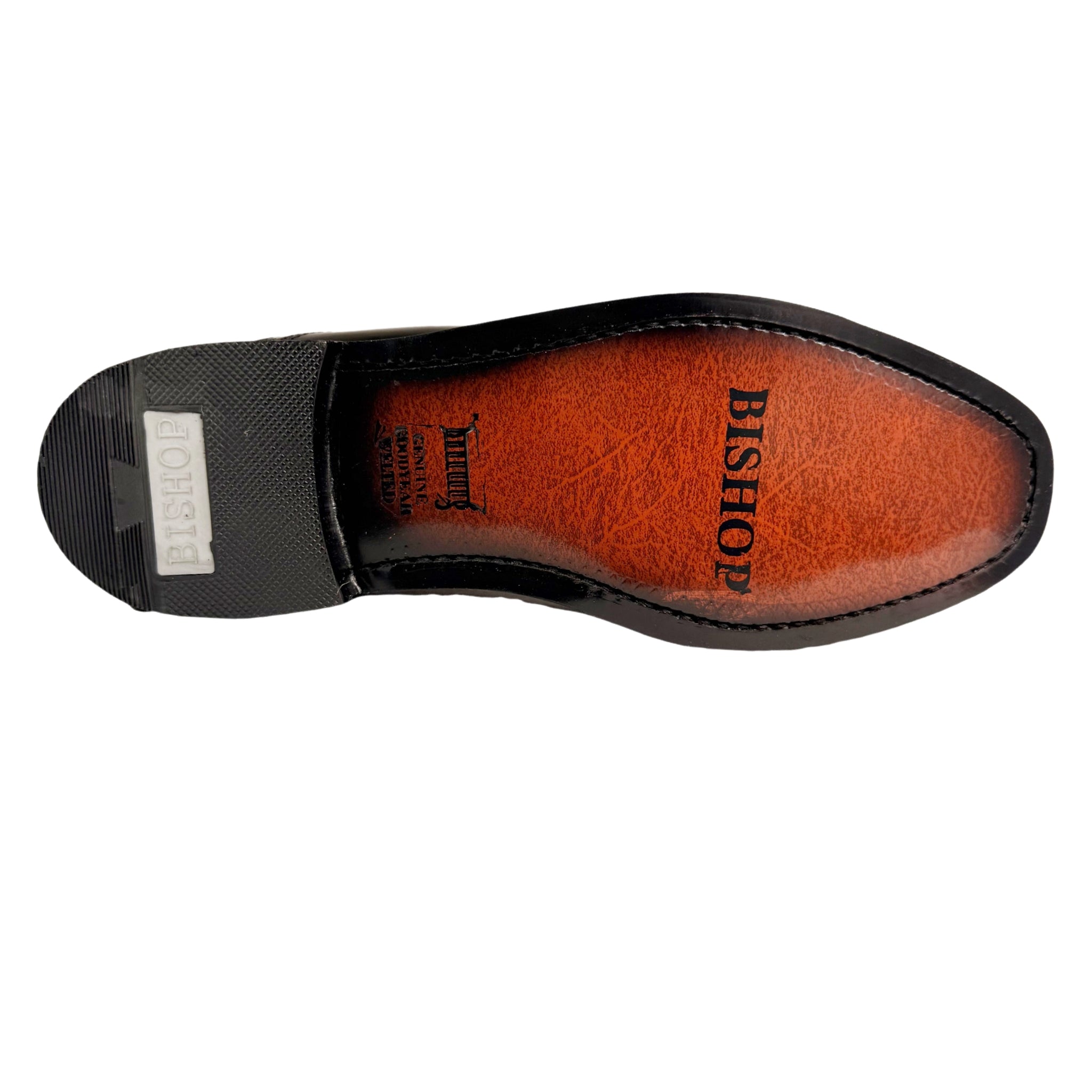 BISHOP Black Oxford Semi Brogue Leather Shoe