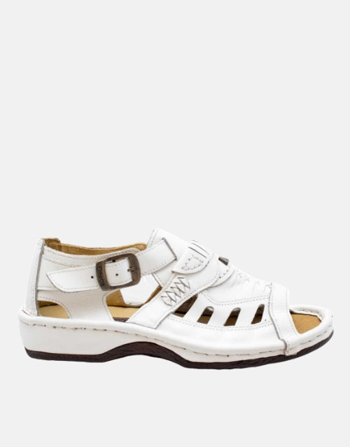 Omega Leather White Java Sandal