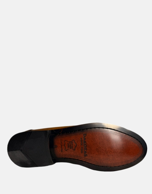 Dakota Leather Black & White Moccasin Shoe