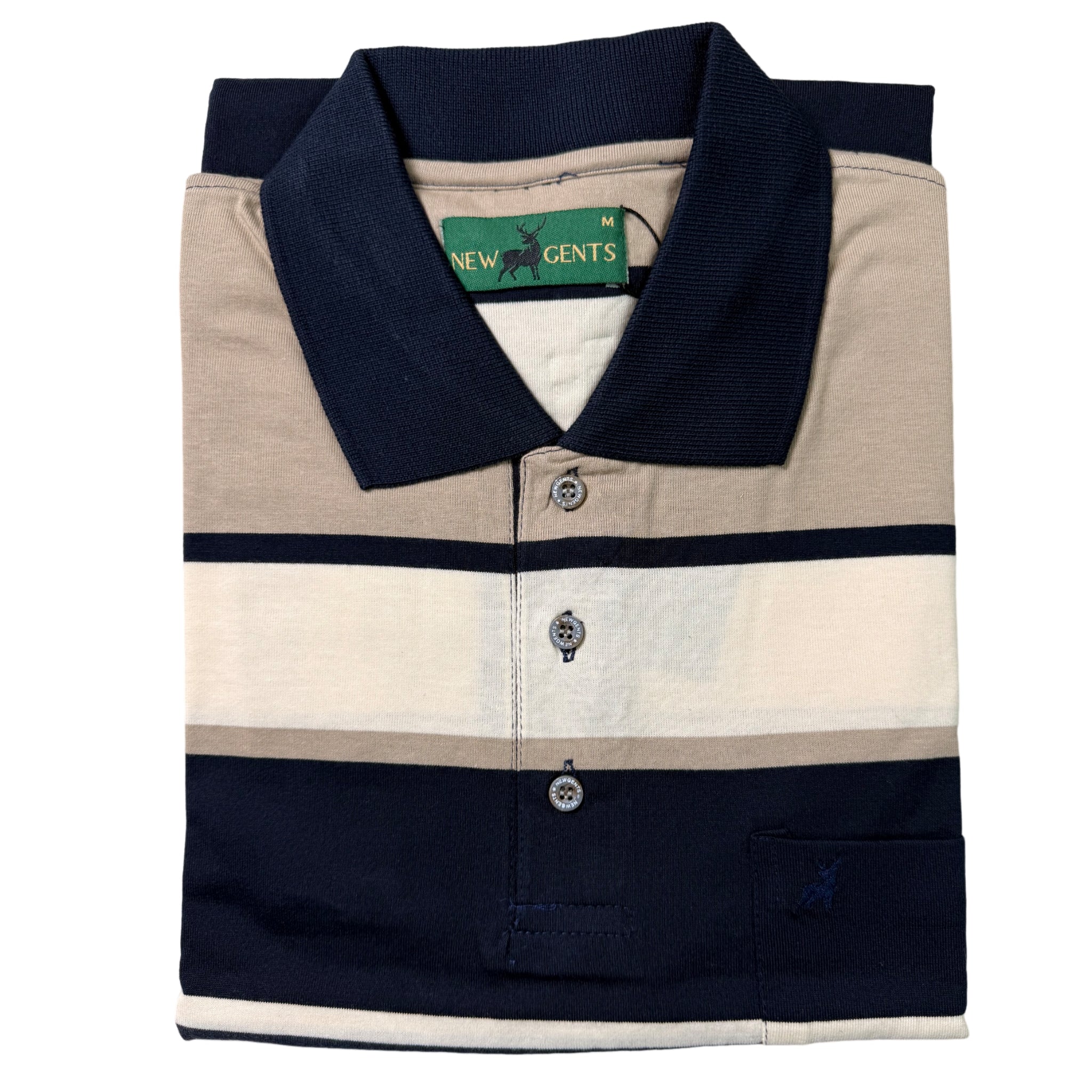 NEW GENTS Stone Multi Striped SS Golfer