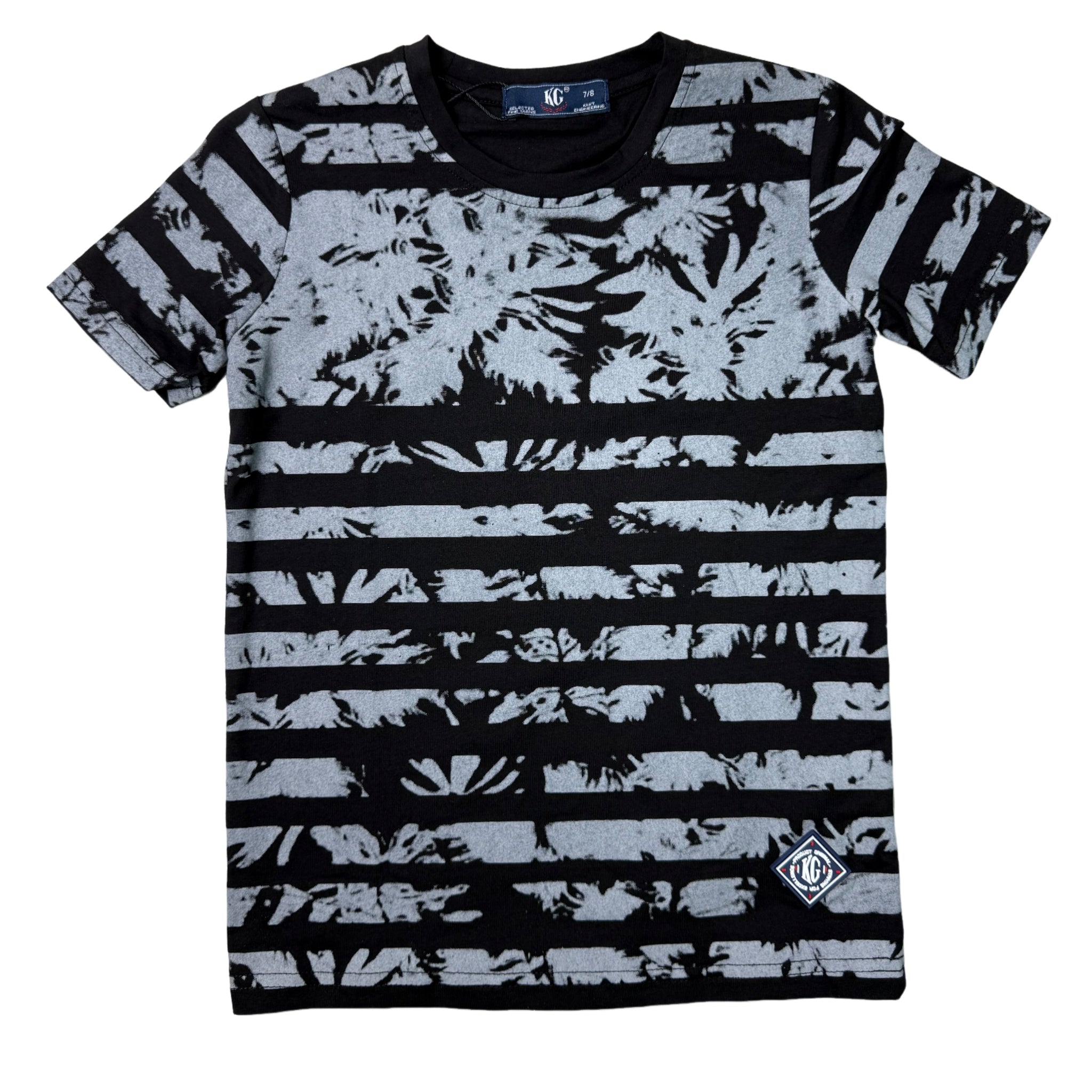 KG 7/8 Years Boys Black/Grey Print Tee
