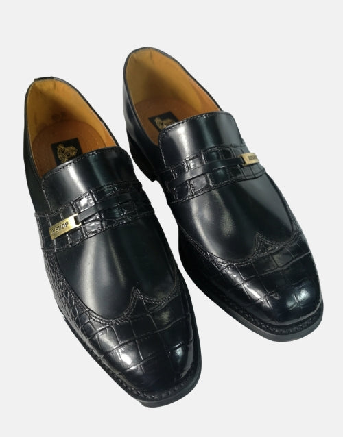 BISHOP Black Leather Moccasin Shoe