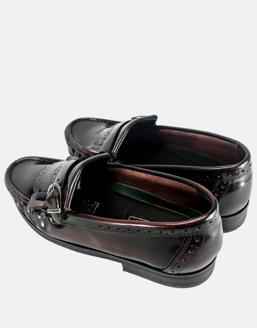 John Drake Leather  Fringe Penny Mocassin  Burgundy